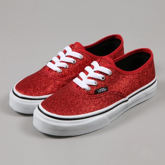 red sparkly vans